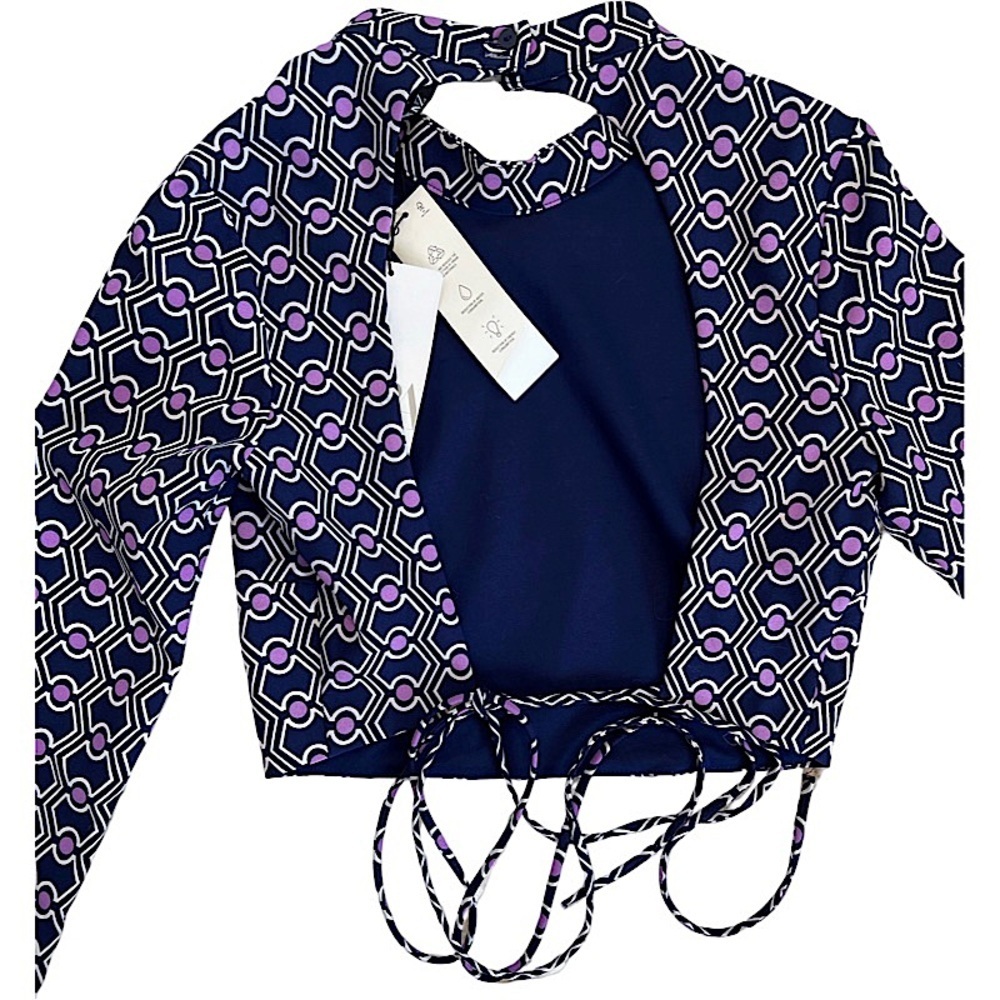 Zara Multicolored Geometric Print Open Back Crop Top Size M - Picture 5 of 5